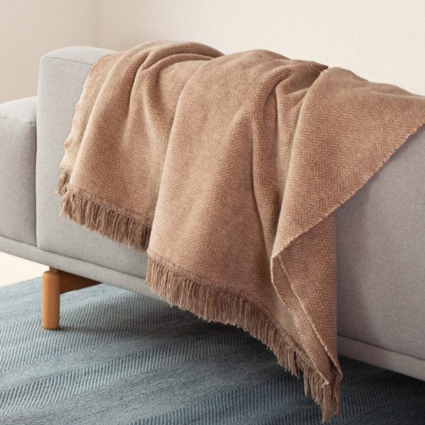 Pledd FIR i Bomull - Beige