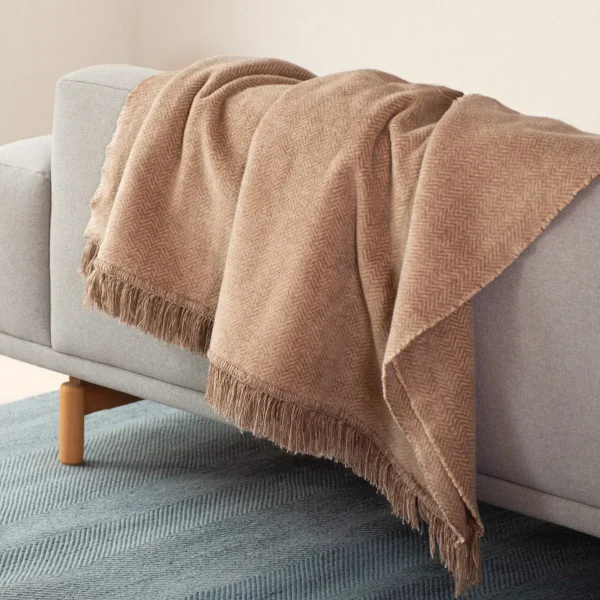 Pledd FIR i Bomull - Beige