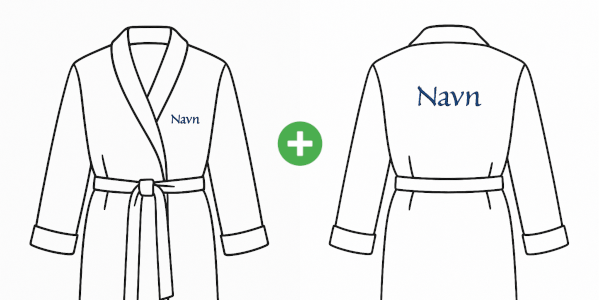 Brodering av navn på venstre bryst + rygg